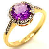 Anillo de amatista en oro amarillo 10kt.