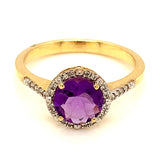 Anillo de amatista en oro amarillo 10kt.