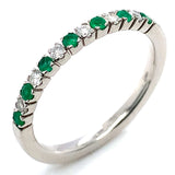Anillo de esmeraldas con diamantes en oro blanco 14kt. EM-0.16CTS. D-0.11CTS.