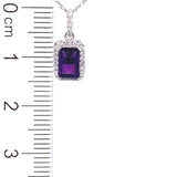 Collar de Amatista con diamantes en oro blanco 10k 45cm