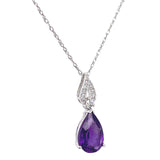 Collar de amatista con diamantes en oro blanco 14kt.