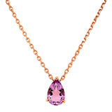 Collar de amatista en oro rosado 10k. 45cm