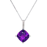 Collar de Amatista con diamantes en oro blanco 10k 45cm