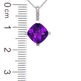 Collar de Amatista con diamantes en oro blanco 10k 45cm