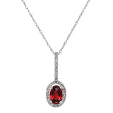 Collar de granate con diamantes en oro blanco 14k