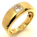 (LD) Banda para caballero con diamantes de laboratorio en oro amarillo 10k. D-1.00CTS.