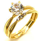 Set de anillos de matrimonio con circones en oro amarillo 10kt