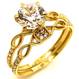 Set de anillos de matrimonio con circones en oro amarillo 10kt