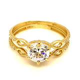 Set de anillos de matrimonio con circones en oro amarillo 10kt