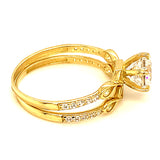 Set de anillos de matrimonio con circones en oro amarillo 10kt