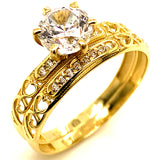 Set de anillos de matrimonio con circones en oro amarillo 10kt