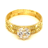 Set de anillos de matrimonio con circones en oro amarillo 10kt