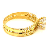 Set de anillos de matrimonio con circones en oro amarillo 10kt