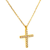 Collar (cruz) con circones en oro amarillo 10kt. 42/45cm