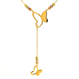 Collar tipo rosario (mariposa) en oro tres tonos 10k. 43/45cm