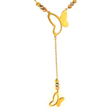 Collar tipo rosario (mariposa) en oro tres tonos 10k. 43/45cm