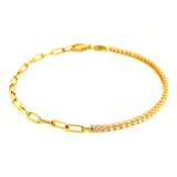 Pulsera (clip y circones) en oro amarillo 10kt. 19cm
