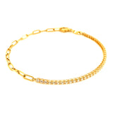 Pulsera (clip y circones) en oro amarillo 10kt. 19cm