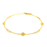 Pulsera (infinito y trebol) en oro amarillo 10kt. 17.5/20cm