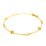 Pulsera (infinito y trebol) en oro amarillo 10kt. 17.5/20cm