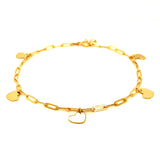Pulsera (corazones) en oro amarillo 10kt. 19.5cm