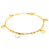 Pulsera (corazones) en oro amarillo 10kt. 19.5cm