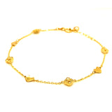 Pulsera (corazones) en oro amarillo 10kt. 17/19cm