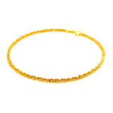 Pulsera cordón en oro amarillo 10kt. 18cm