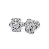 (LD) Aretes con diamantes de laboratorio en oro blanco 14kt. D-0.90Cts.