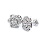 (LD) Aretes con diamantes de laboratorio en oro blanco 14kt. D-0.90Cts.