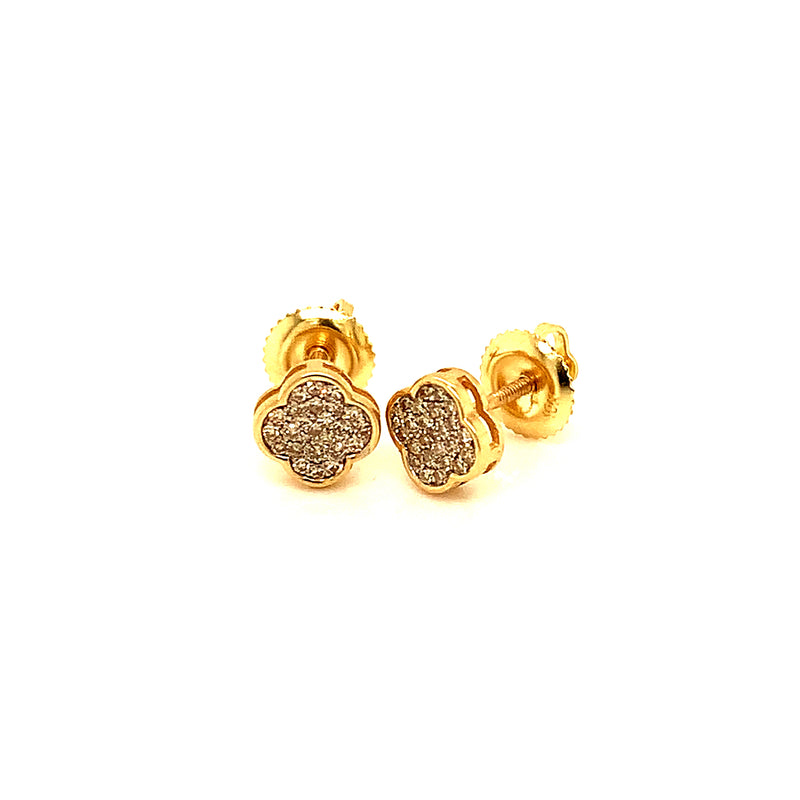 (SOFIA) Aretes (flor) con diamantes en oro amarillo 10kt.