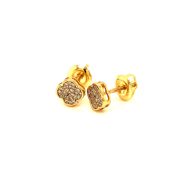 (SOFIA) Aretes (flor) con diamantes en oro amarillo 10kt.