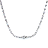 (LD) Collar (tennis) con diamantes de laboratorio en oro blanco 14kt. 43CM D-6.81Cts.