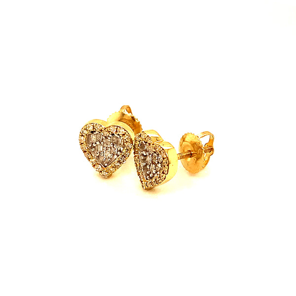 (SOFIA) Aretes (corazón) con diamantes en oro amarillo 10kt.