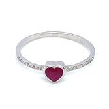 Anillo de rubí con diamantes en oro blanco 14kt.