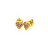 (SOFIA) Aretes (corazón) con diamantes en oro amarillo 10kt.