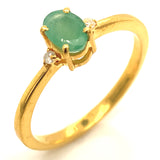 Juego de esmeralda con diamantes en plata 925 (con baño en oro amarillo)