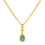 Juego de esmeralda con diamantes en plata 925 (con baño en oro amarillo)