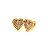 (SOFIA) Aretes (corazón) con diamantes en oro amarillo 10kt.