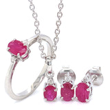 Juego de rubíes con diamantes en plata 925