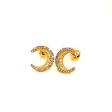 (SOFIA) Aretes (luna) con diamantes en oro amarillo 10kt.