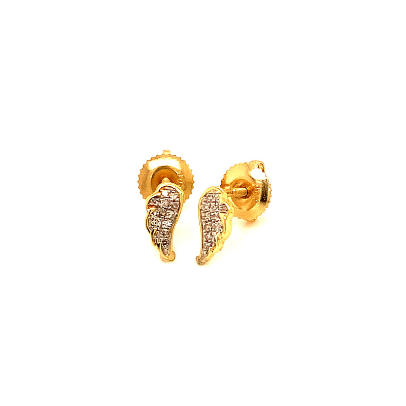 (SOFIA) Aretes (ala) con diamantes en oro amarillo 10kt.