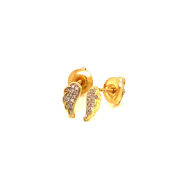 (SOFIA) Aretes (ala) con diamantes en oro amarillo 10kt.