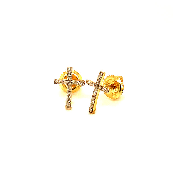 (SOFIA) Aretes (cruz) con diamantes en oro amarillo 10kt.