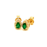 Aretes de esmeraldas con diamantes en oro amarillo 14kt.
