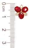 Aretes de rubí con diamantes en oro amarillo 14kt.