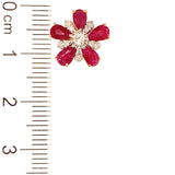 Aretes de rubí con diamantes en oro amarillo 14kt.