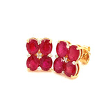 Aretes de rubí con diamantes en oro amarillo 14kt.