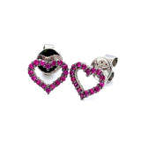 Aretes de rubí en oro blanco 14kt.