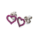 Aretes de rubí en oro blanco 14kt.